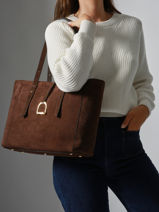 Sac Port paule Altesse Suede Etrier Marron altesse suede EASU088M-vue-porte