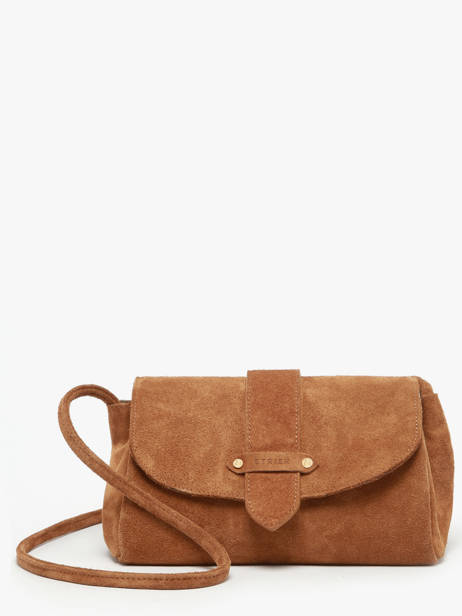 Sac Bandoulière M Agnes Cuir Velours Etrier Marron agnes EAGV205M